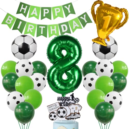 Cnrose Fussball Luftballon 8. Geburtstag Grün Helium Ballon 8 Geburtstag Junge Cake Topper Fußball Geburtstagsdeko 8 Jahre Kindergeburtstag Party Deko 8. Geburtstagsdeko Fußball Kuchendeko Fussball von Cnrose