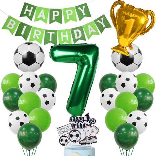 Cnrose Fussball Luftballon 7. Geburtstag Grün Helium Ballon 7 Geburtstag Junge Cake Topper Fußball Geburtstagsdeko 7 Jahre Kindergeburtstag Party Deko 7. Geburtstagsdeko Fußball Kuchendeko Fussball von Cnrose