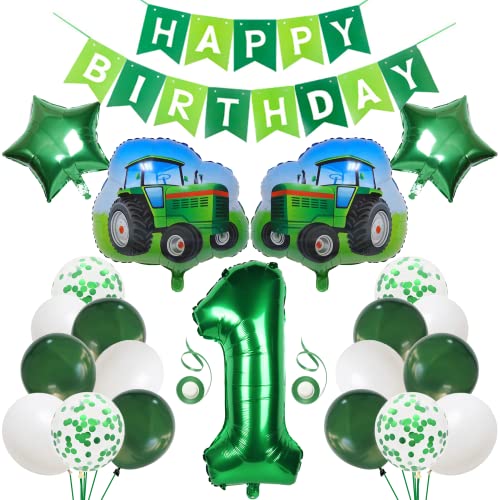 Traktor 1 Jahre Junge Deko 1. Geburtstag Junge Trecker Traktor Luftballon 1 Jahre Traktor Geburtstagsdeko 1 Jahre Junge mit Happy Birthday Girlande Traktor Ballons 1 Geburtstag Junge Deko für Kinder von Cnrose