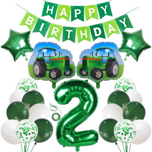 Traktor 2 Jahre Junge Deko 2. Geburtstag Junge Trecker Traktor Luftballon 2 Jahre Traktor Geburtstagsdeko 2 Jahre Junge mit Happy Birthday Girlande Traktor Ballons 2 Geburtstag Junge Deko für Kinder von Cnrose