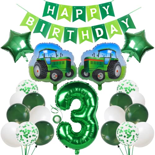 Traktor 3 Jahre Junge Deko 3. Geburtstag Junge Trecker Traktor Luftballon 3 Jahre Traktor Geburtstagsdeko 3 Jahre Junge mit Happy Birthday Girlande Traktor Ballons 3 Geburtstag Junge Deko für Kinder von Cnrose