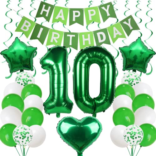 Ballons 10 Geburtstag Grün Luftballon 10. Geburtstagsdeko für Jungen Mädchen 10. Geburtstag Junge Geburtstagsdeko 10 Jahre Junge Grün Deko Geburtstag Luftballons 10. Geburtstag Grün mit Girlande von Cnrose