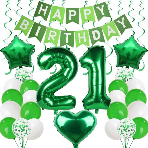 21. Geburtstag Luftballons - Grüne Dekoration für Männer und Frauen - 21 Jahre Feier Party Set 21. Geburtstag Luftballons - Grüne Dekoration für Männer und Frauen - 21 Jahre Feier Party Set von Cnrose