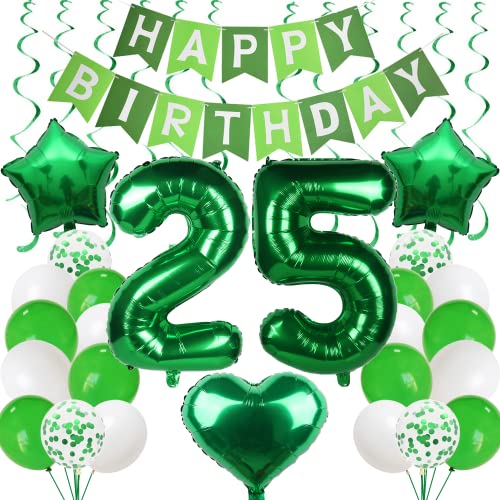 25 Luftballon Geburtstag Männer Frauen Grün - 25 Jahre Dekoration Party - Ballons für Mann und Frau von Cnrose