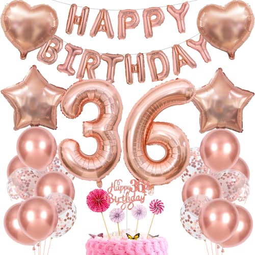 Deko 36. Geburtstag Frau Tortendeko Rosegold - Geschenk für 36 Jahre Frauen mit Ballon Deko 36. Geburtstag Frau Tortendeko Rosegold - Geschenk für 36 Jahre Frauen mit Ballon von Cnrose