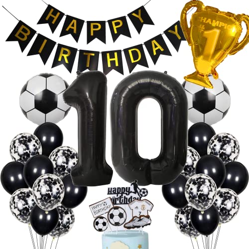 Fussball Luftballon 10. Geburtstag Schwarz Helium Ballon 10 Geburtstag Junge Cake Topper Fußball Geburtstagsdeko 10 Jahre Kindergeburtstag Party Deko 10. Geburtstagsdeko Fußball Kuchendeko Fussball von Cnrose