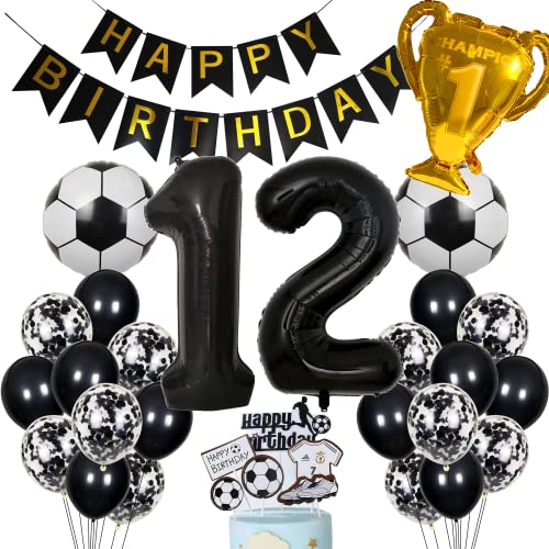Fussball Luftballon 12. Geburtstag Schwarz Helium Ballon 12 Geburtstag Junge Cake Topper Fußball Geburtstagsdeko 12 Jahre Kindergeburtstag Party Deko 12. Geburtstagsdeko Fußball Kuchendeko Fussball von Cnrose