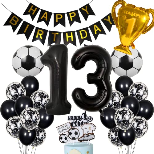 Fussball Luftballon 13. Geburtstag Schwarz Helium Ballon 13 Geburtstag Junge Cake Topper Fußball Geburtstagsdeko 13 Jahre Kindergeburtstag Party Deko 13. Geburtstagsdeko Fußball Kuchendeko Fussball von Cnrose