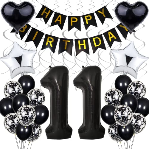 Luftballon 11. Geburtstag Dekoration,Schwarz Geburtstag 11 Jahre Junge,Black and White Party Deko,11 Geburtstag Mädchen Junge,Silber Geburtstagsdeko 11 Jahre Mädchen,11. Geburtstagdeko für Junge Luftballon 11. Geburtstag Dekoration,Schwarz Geburtstag 11 Jahre Junge,Black and White Party Deko,11 Geburtstag Mädchen Junge,Silber Geburtstagsdeko 11 Jahre Mädchen,11. Geburtstagdeko für Junge von Cnrose