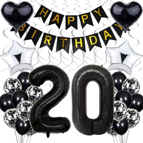 Luftballon 20. Geburtstag Dekoration,Schwarz Geburtstag 20 Jahre Männer,Black and White Party Deko,20 Geburtstag Frauen Männer,Silber Geburtstagsdeko 20 Jahre Frauen,20. Geburtstagdeko für Männer Luftballon 20. Geburtstag Dekoration,Schwarz Geburtstag 20 Jahre Männer,Black and White Party Deko,20 Geburtstag Frauen Männer,Silber Geburtstagsdeko 20 Jahre Frauen,20. Geburtstagdeko für Männer von Cnrose