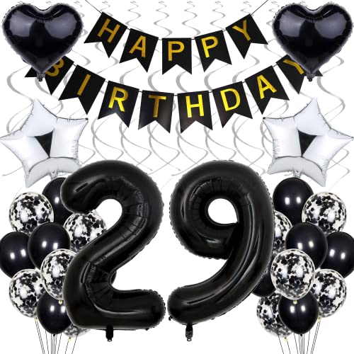 Luftballon 29. Geburtstag Dekoration,Schwarz Geburtstag 29 Jahre Männer,Black and White Party Deko,29 Geburtstag Frauen Männer,Silber Geburtstagsdeko 29 Jahre Frauen,29. Geburtstagdeko für Männer Luftballon 29. Geburtstag Dekoration,Schwarz Geburtstag 29 Jahre Männer,Black and White Party Deko,29 Geburtstag Frauen Männer,Silber Geburtstagsdeko 29 Jahre Frauen,29. Geburtstagdeko für Männer von Cnrose