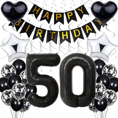 Luftballon 50. Geburtstag Dekoration,Schwarz Geburtstag 50 Jahre Männer,Black and White Party Deko,50 Geburtstag Frauen Männer,Silber Geburtstagsdeko 50 Jahre Frauen,50. Geburtstagdeko für Männer Luftballon 50. Geburtstag Dekoration,Schwarz Geburtstag 50 Jahre Männer,Black and White Party Deko,50 Geburtstag Frauen Männer,Silber Geburtstagsdeko 50 Jahre Frauen,50. Geburtstagdeko für Männer von Cnrose