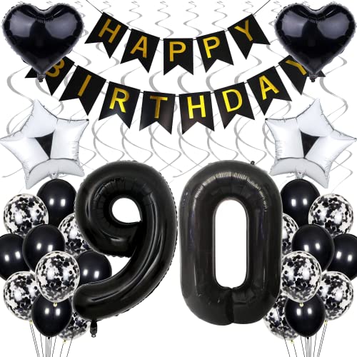 Luftballon 90. Geburtstag Dekoration,Schwarz Geburtstag 90 Jahre Männer,Black and White Party Deko,90 Geburtstag Frauen Männer,Silber Geburtstagsdeko 90 Jahre Frauen,90. Geburtstagdeko für Männer Luftballon 90. Geburtstag Dekoration,Schwarz Geburtstag 90 Jahre Männer,Black and White Party Deko,90 Geburtstag Frauen Männer,Silber Geburtstagsdeko 90 Jahre Frauen,90. Geburtstagdeko für Männer von Cnrose