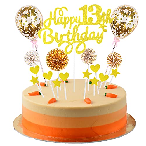 Tortendeko junge 13. Geburtstag Hello 13 Cake Topper Gold mit Herz Stern Ballon Kuchendeko 13. Geburtstag mädchen Happy 13th Birthday Tortendeko 13 jahre mädchen junge 13 Geburtstag mädchen junge von Cnrose