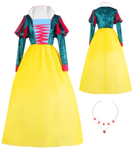 Cnulaueu Damen White Snow Prinzessin Cosplay Kostüm Weiße Prinzessin Kleid Mantel Anzug Märchen Halloween Outfits (Grün, M) von Cnulaueu