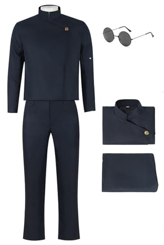 Cnulaueu Erwachsene Anime Gojo Satoru Cosplay Kostüm Schuluniform Anzug Yuji Halloween Outfits Mantel Hosen Volles Set (Gojo, XXL) von Cnulaueu