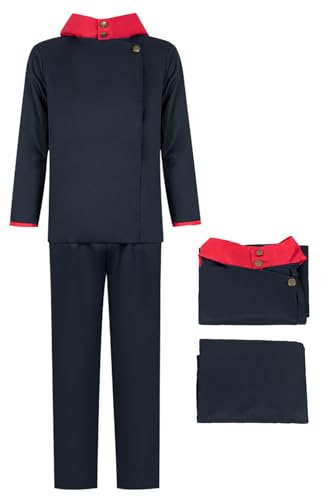 Cnulaueu Erwachsene Anime Gojo Satoru Cosplay Kostüm Schuluniform Anzug Yuji Halloween Outfits Mantel Hosen Volles Set (Yuji, S) von Cnulaueu