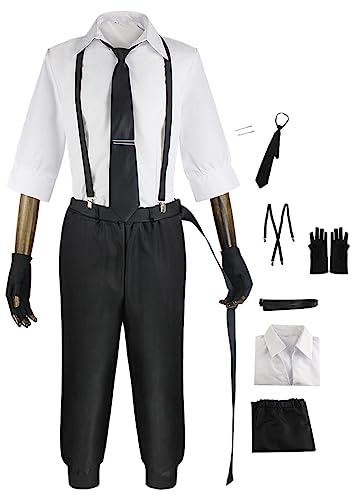 Cnulaueu Erwachsene Bungo Stray Dogs Cosplay Kostüm Anzug Anime Manga Halloween Outfit Dazai Osamu Uniform Mantel (Nakajima Atsushi, XXL) von Cnulaueu