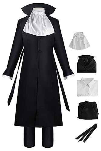 Cnulaueu Erwachsene Bungo Stray Dogs Cosplay Kostüm Anzug Anime Manga Halloween Outfit Dazai Osamu Uniform Mantel (Ryunosuke Akutagawa, XS) von Cnulaueu