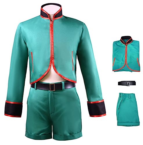 Cnulaueu Erwachsene HUNTER HUNTER Cosplay Kostüm Anzug Anime Manga Halloween Outfit Killua Zoldyck GON Shirt Jacke Full Set (GON·FREECSS, M) von Cnulaueu