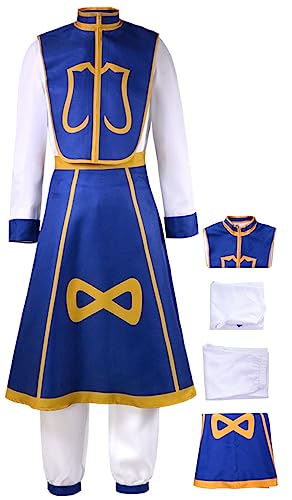 Cnulaueu Erwachsene HUNTER HUNTER Cosplay Kostüm Anzug Anime Manga Halloween Outfit Killua Zoldyck GON Shirt Jacke Full Set (Kurapika, S) von Cnulaueu