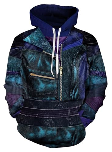 Cnulaueu Erwachsener Descendants Rise of Red Sweatshirt Rot Cosplay Kostüm Halloween Outfit Rosa Hoodies Pullover (Blau 1, XXL) von Cnulaueu