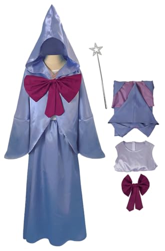 Cnulaueu Frauen Fairy Godmother Cosplay Kostüm Kapuze Umhang Kleid Fliege Anzug Geschichten Halloween Outfits Robe (Blau 1, XS) von Cnulaueu