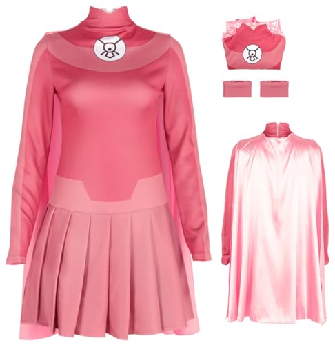 Cnulaueu Frauen Invincible Cosplay Kostüm Atom Eve Rosa Overall Mantel Uniform Anzug Anime Halloween Outfit Bodysuit (Rosa 2, XXL) von Cnulaueu