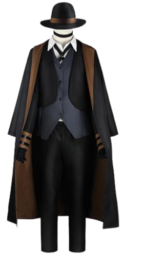 Erwachsene Bungo Stray Dogs Cosplay Kostüm Anzug Anime Manga Halloween Outfit Dazai Osamu Uniform Mantel (Nakahara Chuuya, XS) von Cnulaueu