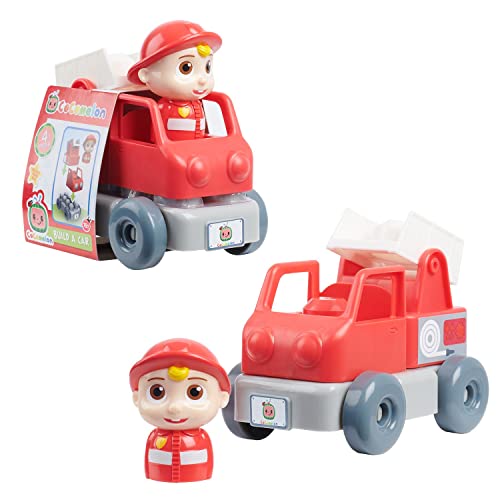 CoComelon, Fahrzeug mit Figur, 4-teilig, Ziegelbau, Modell J.J Feuerwehrauto, Spielzeug für Kinder ab 18 Monaten, CCM131 von CoComelon
