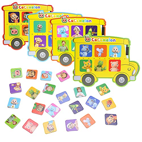 CoComelon Bus Bingo Spiel - CoComelon Puzzle-Spiel ab 18 Monaten - Kinder und Familie Bingo Brettspiel inkl. 4 Bingo-Karten Bus Themed und 24 Passagierkarten von CoComelon