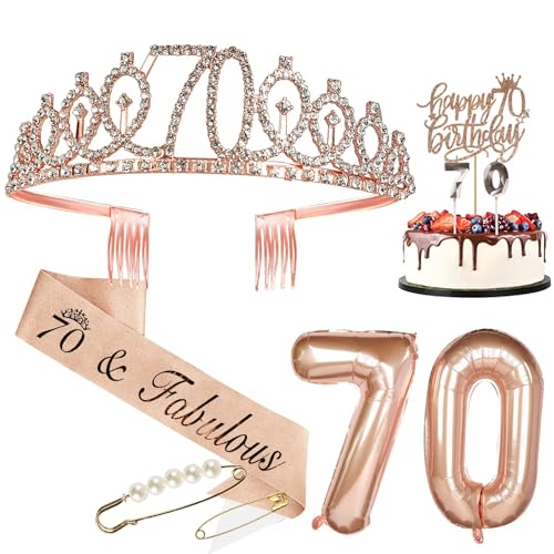 70 Tiara für Frauen Geburtstag, CoFashion 70 Geburtstag Schärpe und Krone für Frauen, 70 Geburtstagsdekorationen Frauen, inklusive 70 Geburtstag Krone, Gold 60 Geburtstag Schärpe, 70 Kerzen für Kuchen, 2 Pins & B. anner 70 Tiara für Frauen Geburtstag, CoFashion 70 Geburtstag Schärpe und Krone für Frauen, 70 Geburtstagsdekorationen Frauen, inklusive 70 Geburtstag Krone, Gold 60 Geburtstag Schärpe, 70 Kerzen für Kuchen, 2 Pins & B. anner von CoFashion