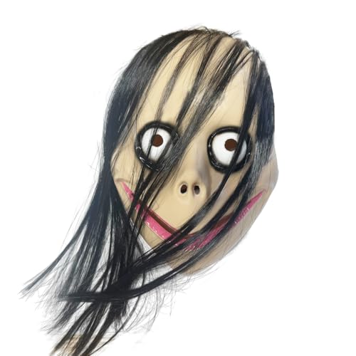 Gruselige Momo Maske Vollkopf Halloween Gruseliger Kopf Cosplay Maske für Streiche Feiertage Kostümpartys Cosplay Spukhaus Party Requisiten von CoFlink