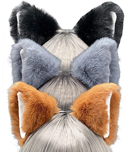 CoFoWo Fuchs-/Wolf-Katzenohren-Haarband, Weihnachten, Halloween-Geschenke für Kinder, Geburtstagsgeschenke für Kinder (mehrfarbig, 3er-Pack) von CoFoWo