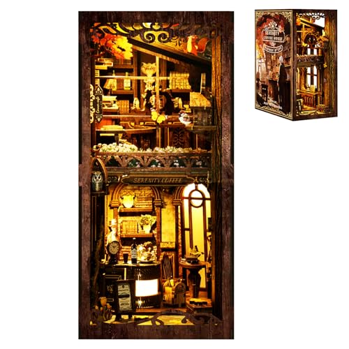Coanto Book Nook, Book Nook Kits für Erwachsene, Kreative Leseecke Miniaturhaus Kit, 3D Holzpuzzle Buchstütze für Teenager und Erwachsene, Bücherregal Dekor mit LED-Licht und Staubschutz, Kaffee-Ecke Coanto Book Nook, Book Nook Kits für Erwachsene, Kreative Leseecke Miniaturhaus Kit, 3D Holzpuzzle Buchstütze für Teenager und Erwachsene, Bücherregal Dekor mit LED-Licht und Staubschutz, Kaffee-Ecke von Coanto