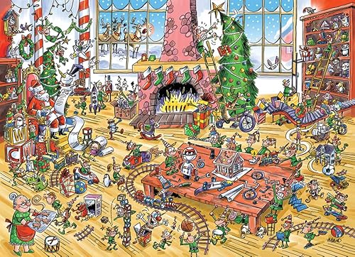 Cobble Hill Family Piece's 350 Puzzle – Elfen bei der Arbeit – Musterposter im Lieferumfang enthalten von Cobble Hill