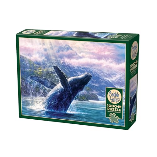 Cobble Hill 3840021 Buckelwal im Glacier Bay, 1000 Teile Puzzle inkl. Puzzleposter für Erwachsene und Kinder ab 12 Jahren, Berge, Wal von Cobble Hill
