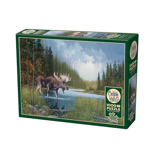 Cobble Hill 3840196 Elch im See, 1000 Teile Puzzle inkl. Puzzleposter für Erwachsene und Kinder ab 12 Jahren, Landschaftspuzzle, Tierpuzzle von Cobble Hill