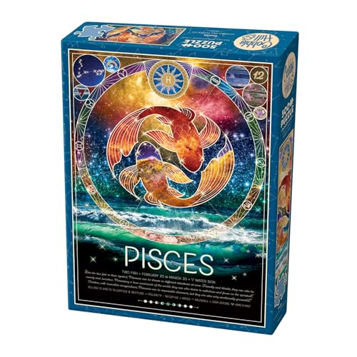 Cobble Hill 3845022 Sternzeichen Fisch, Pisces, 500 Teile Puzzle inkl. Puzzleposter für Erwachsene und Kinder ab 12 Jahren, Sternzeichenpuzzle, Astrologie von Cobble Hill