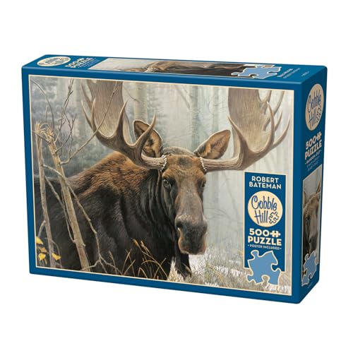 Cobble Hill 3845051 Elchbulle, 500 Teile Puzzle inkl. Puzzleposter für Erwachsene und Kinder ab 12 Jahren, Tierpuzzle, Elch, Winter von Cobble Hill