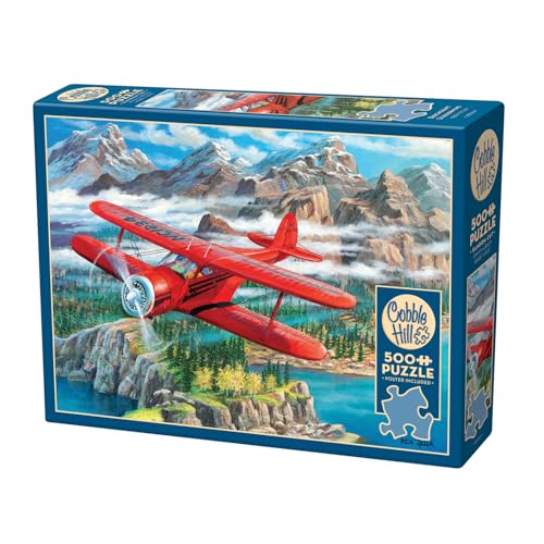 Cobble Hill 3845064 Roter Doppeldecker, 500 Teile Puzzle inkl. Puzzleposter für Erwachsene und Kinder ab 12 Jahren, Flugzeug, Beechcraft Staggerwing von Cobble Hill