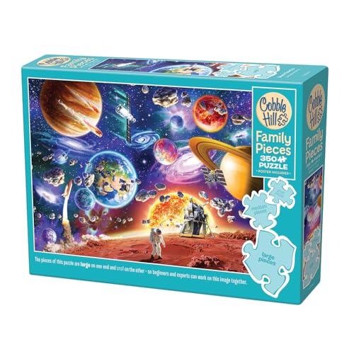 Cobble Hill 3847005 Weltraumreisen, Familienpuzzle, 350 Teile Puzzle mit unterschiedlich großen Puzzleteilen inkl. Poster, Generationenpuzzle ab 9 Jahren, Planeten von Cobble Hill