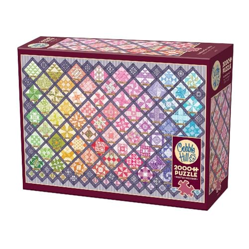 Cobble Hill 3849010 Quilt mit bunten Quadraten, 2000 Teile Puzzle inkl. Puzzleposter für Erwachsene und Kinder ab 12 Jahren, Mosaik, Patchwork von Cobble Hill