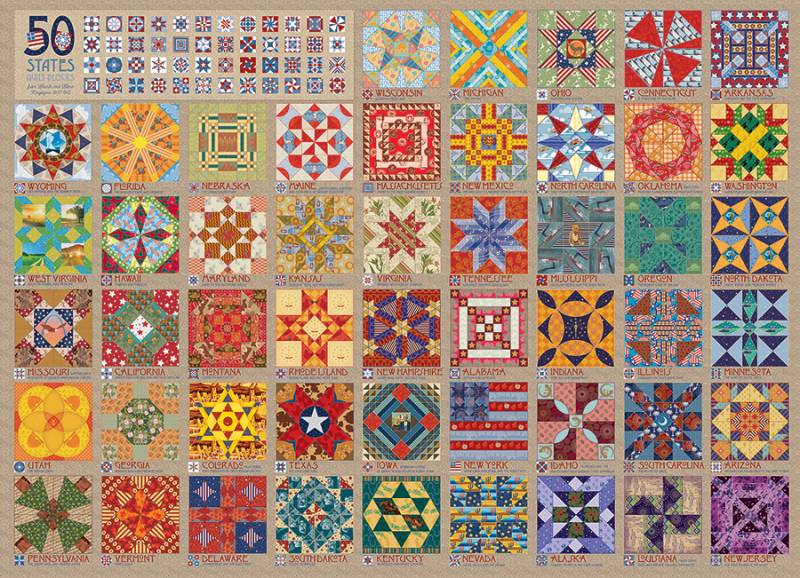 Cobble Hill 50 Staaten Quilt Blöcke - Random Cut 1000 Teile Puzzle Cobble-Hill-40050 von Cobble Hill