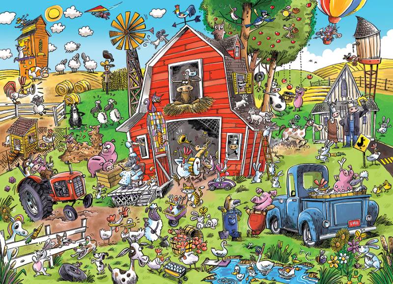 Cobble Hill DoodleTown: Farmyard Folly 1000 Teile Puzzle Cobble-Hill-44509 von Cobble Hill