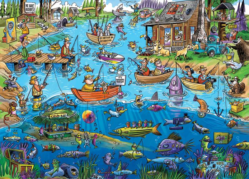Cobble Hill DoodleTown: Gone Fishing 1000 Teile Puzzle Cobble-Hill-44503 von Cobble Hill