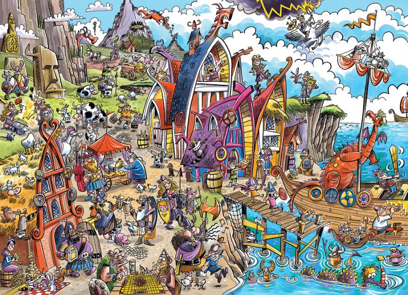 Cobble Hill DoodleTown: Viking Village 1000 Teile Puzzle Cobble-Hill-44504 von Cobble Hill