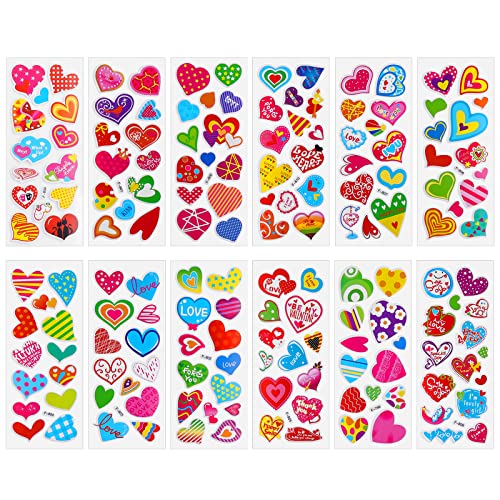 cobee 3D Liebes Herz Aufkleber für Kinder, 12 Bögen Bunte Puffy Aufkleber Liebes Aufkleber für Kinder Herz dekorative Aufkleber Lehrer Belohnungs Aufkleber für Jungen Mädchen Bastelparty cobee 3D Liebes Herz Aufkleber für Kinder, 12 Bögen Bunte Puffy Aufkleber Liebes Aufkleber für Kinder Herz dekorative Aufkleber Lehrer Belohnungs Aufkleber für Jungen Mädchen Bastelparty von Cobee