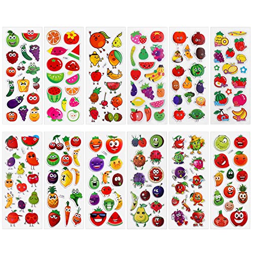cobee 3D Puffy Aufkleber für Kinder, 12 Blätter Schaumstoff Gemüse Obst farbige Kinder Aufkleber für Scrapbooking Lehrer Belohnungsaufkleber DIY Dekoration Aufkleber für Jungen Mädchen cobee 3D Puffy Aufkleber für Kinder, 12 Blätter Schaumstoff Gemüse Obst farbige Kinder Aufkleber für Scrapbooking Lehrer Belohnungsaufkleber DIY Dekoration Aufkleber für Jungen Mädchen von Cobee