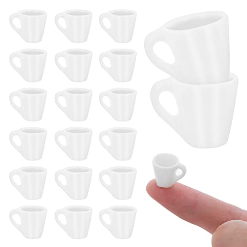 Cobee Puppenhaus Mini Kaffeetassen, 20 Stück Miniaturen Becher Tassen Teetasse Puppenhaus Miniatur Küche Dekoration Tortenaufsatz Dekoration Rollenspiel Zubehör (weiß) von Cobee